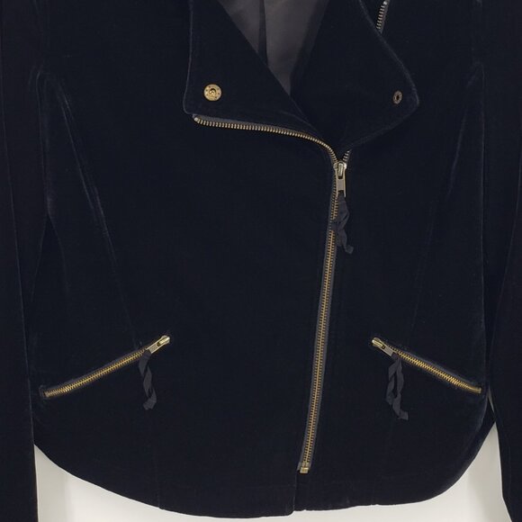 Soft Surroundings Velvet Moto Jacket XS Womens Asymmetrical Zip Up Black - Picture 7 of 10